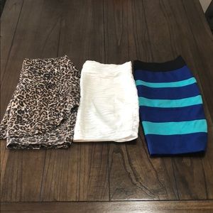 3 Skirts Boundle Leopord/White/Blue Size L Juniors